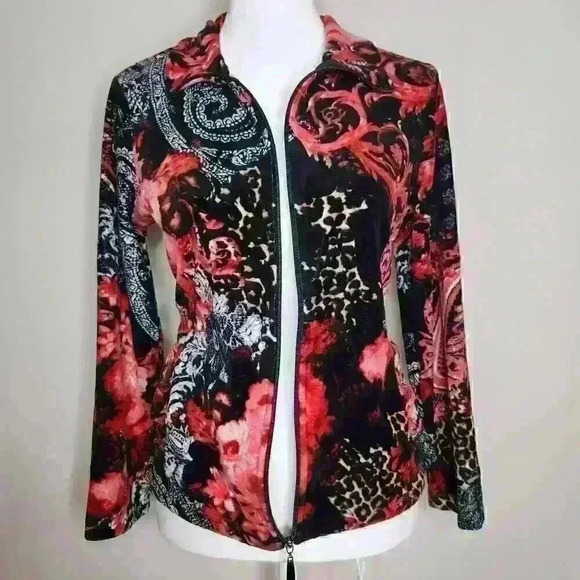 Onque Casual women's soft terry zip up lightweight jacket size petite medium - Picture 3 of 7